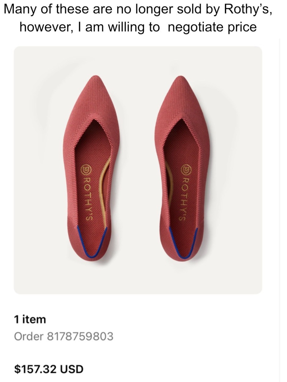 Rothy's Pointed Knit Flats in Brick Red